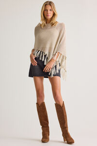 Heather Sequin Fringe Poncho