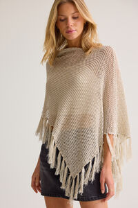 Heather Sequin Fringe Poncho