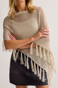 Heather Sequin Fringe Poncho